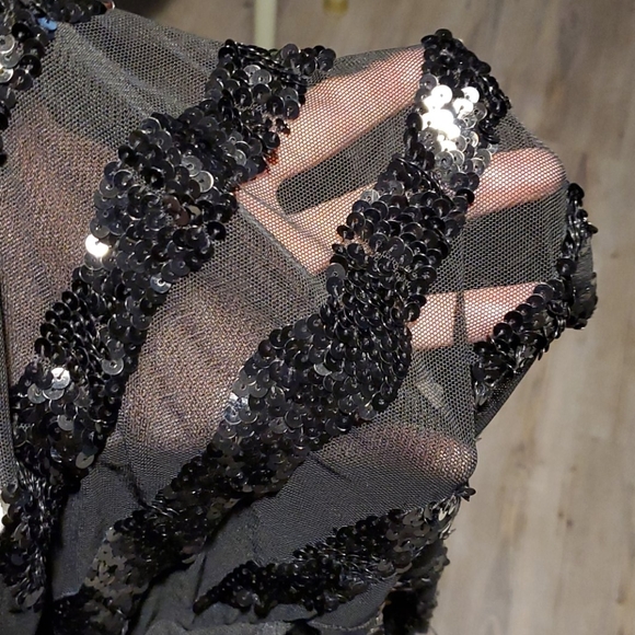 Marciano | Black | Stripe Sequin Top - Picture 6 of 6
